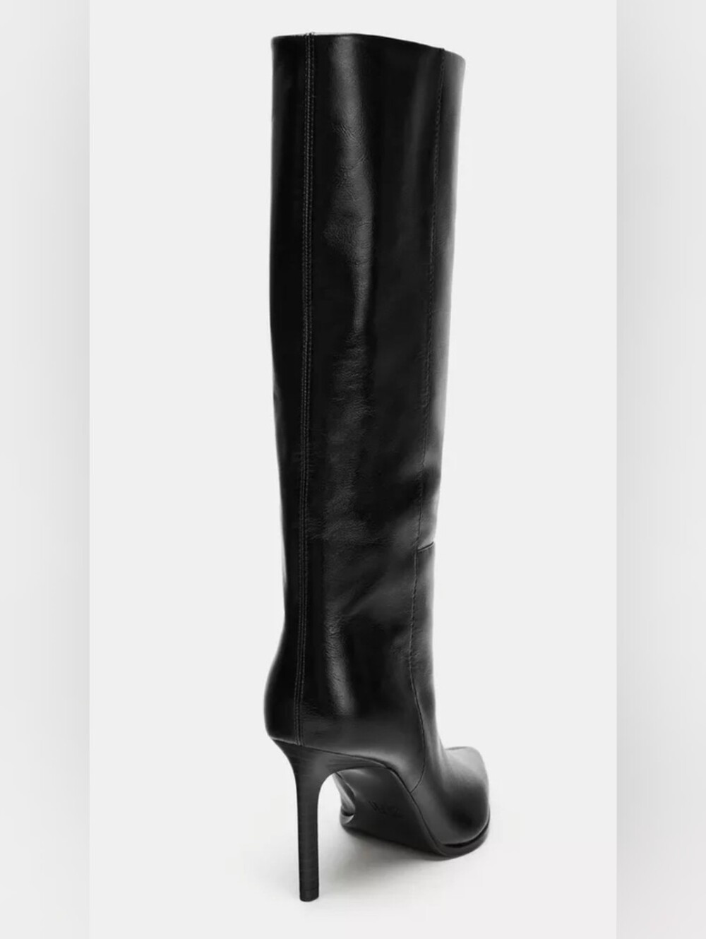 NWT Zara Women's Black Real Leather Knee High Boots - Pointed Toe Stiletto Heel - Picture 5 of 12